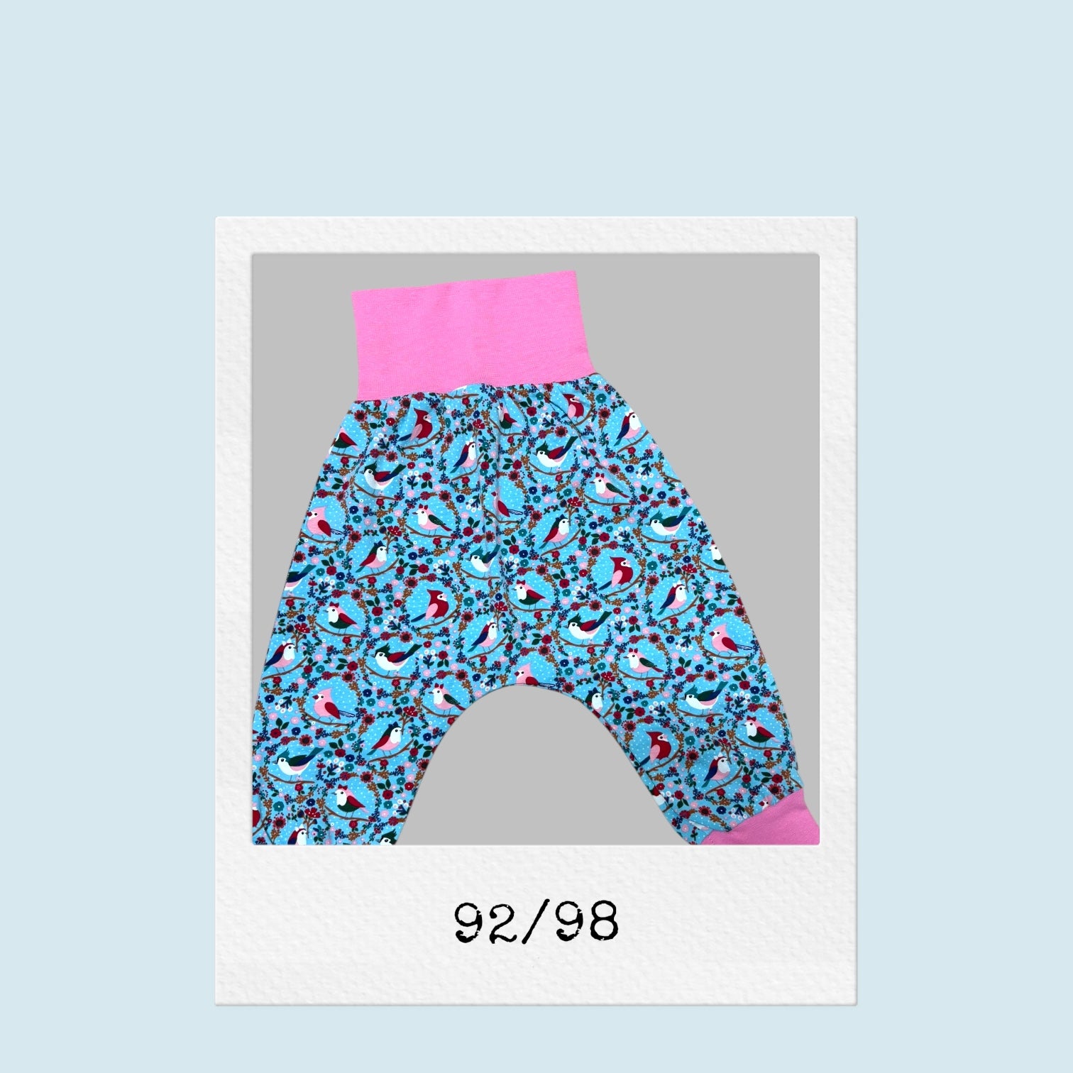 Pumphose Vögelchen blau 92/98